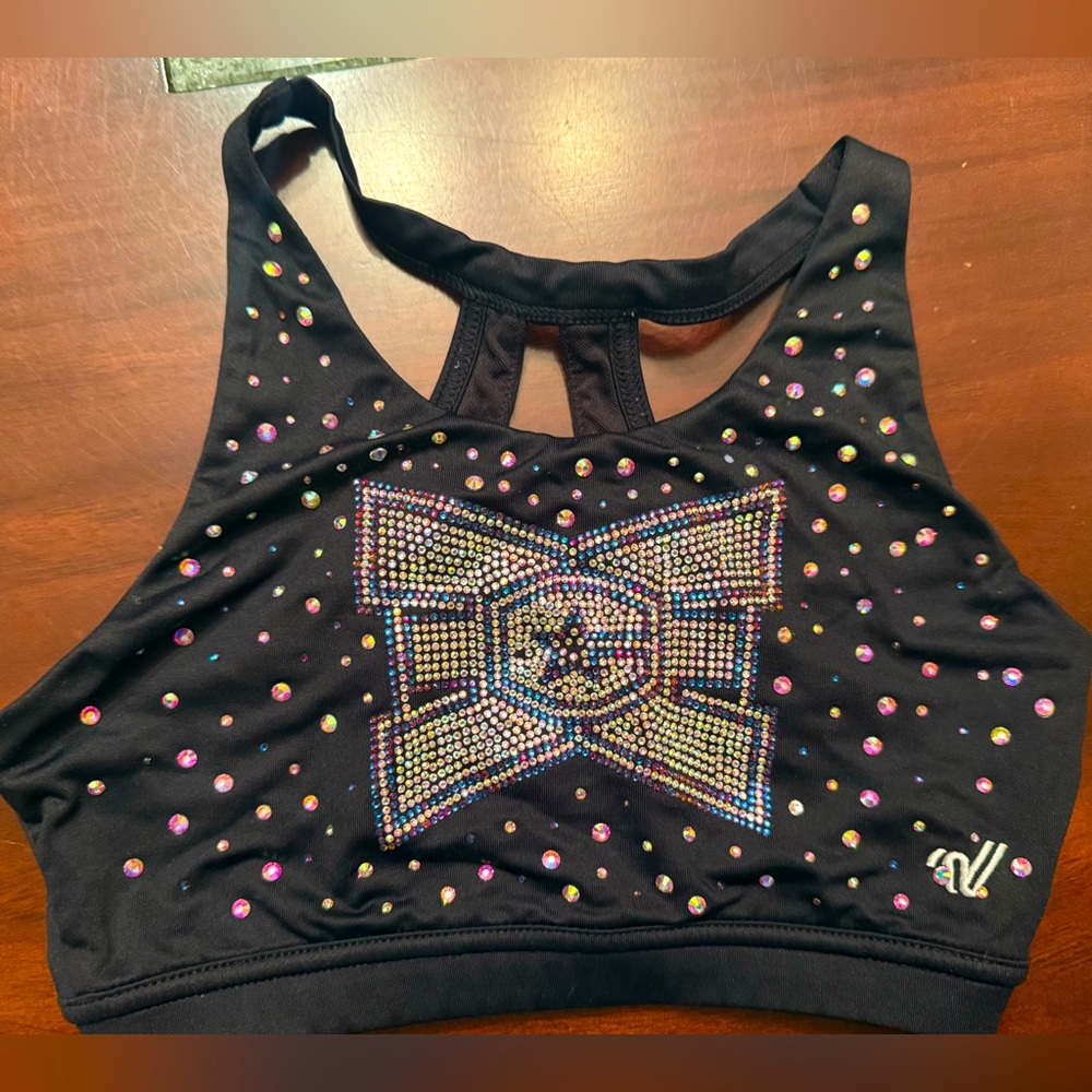 ECE rhinestone logo sports bra size YL